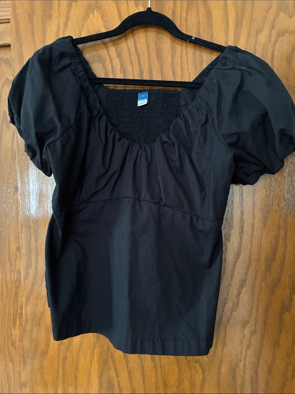 Old Navy Black Puff-Sleeve Square-Neck Blouse